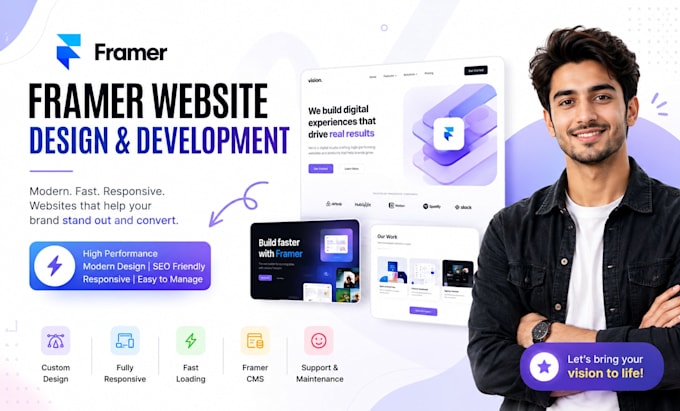 do framer website design, develop framer website as framer website design expert