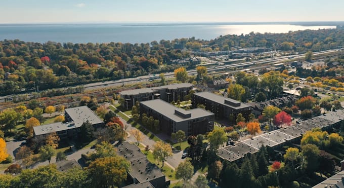 reinvent 3dtownhouse building,lakeside layout,aerial master plan render,d5lounge