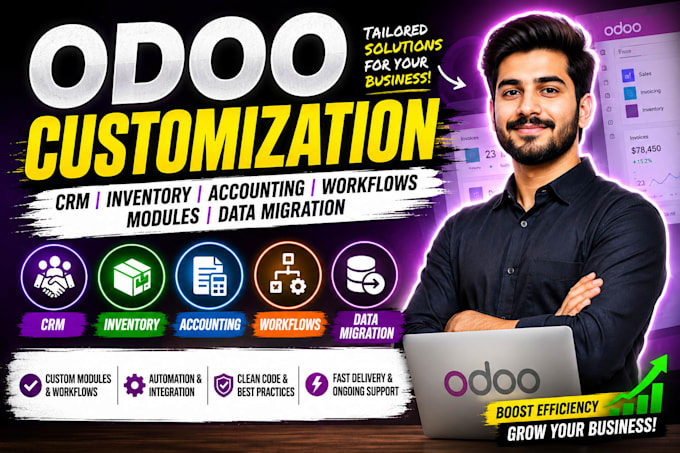 customize odoo CRM inventory accounting workflows modules data migration