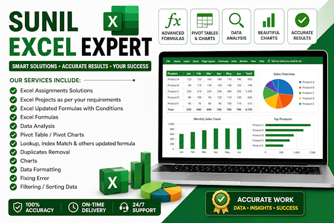 solve excel assignments and create professional reports
