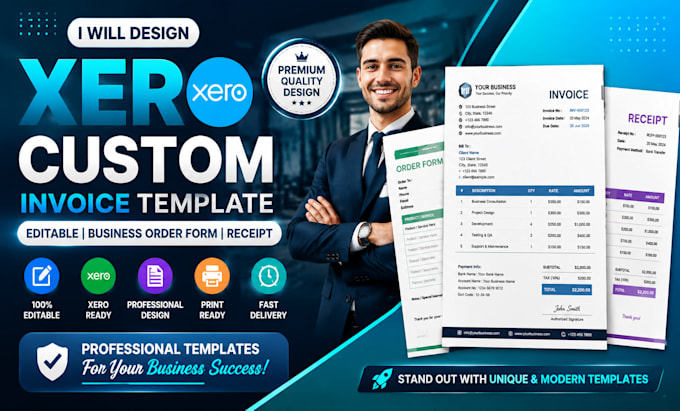 design xero custom invoice template editable business order form receipt