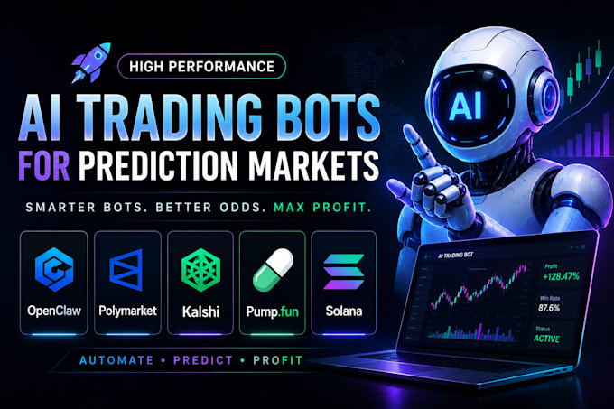 develop profitable ai openclaw, polymarket bot, kalshi bot, pump fun, solana bot
