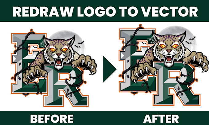 recreate and manulally redraw blurry logo and convert into high quality vector