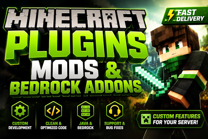 develop custom minecraft mod, plugins and bedrock addon fast