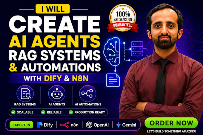 create ai agents rag system and ai automations with dify n8n