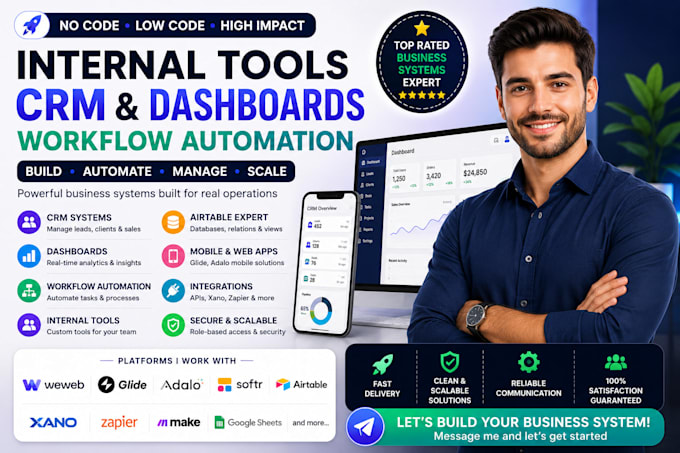 build internal tools CRM dashboards workflow automation with weweb glide adalo