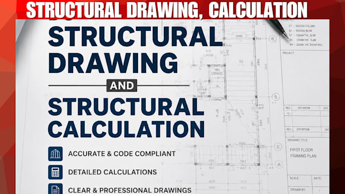 structural drawing structural analysis calculation for concrete steel structures