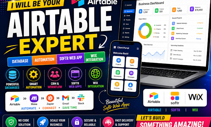 build airtable database softr web app airtable wix integration crm automation