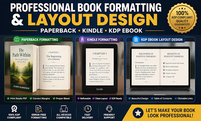 do paperback formatting, kindle formatting, kdp ebook formatting layout design