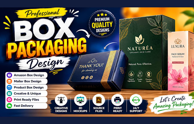 do box packaging design, amazon box design, mailer box and product box design