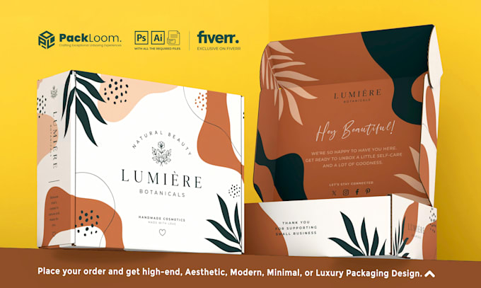 design premium product packaging design, box design and mailer box with 3d
