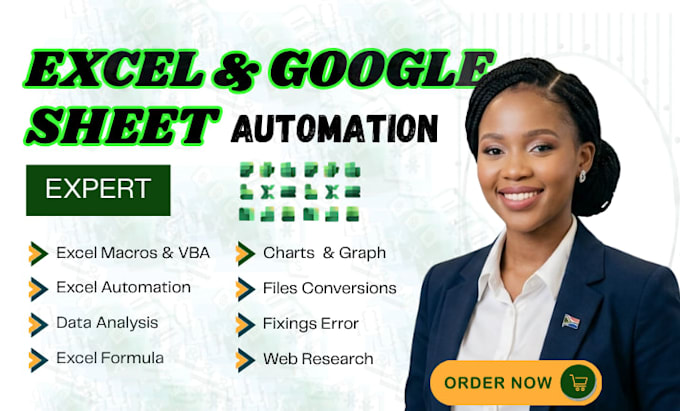 do microsoft excel, excel vba, excel formulas and google sheets as excel expert