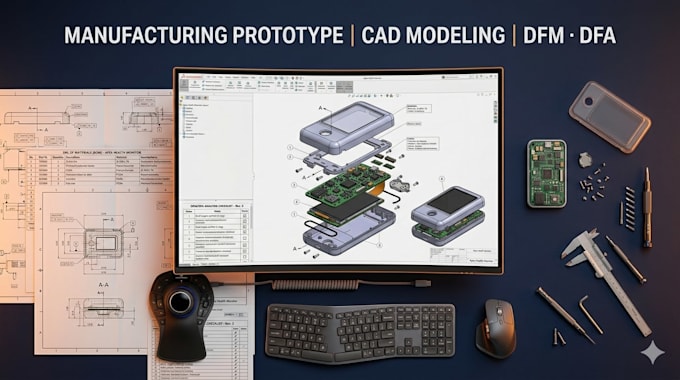 create a manufacturing prototype with cad modeling mechanical design dfm and dfa