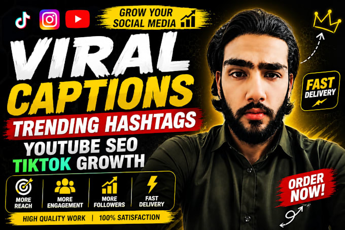 create scroll stopping captions, viral hooks and trending hashtags