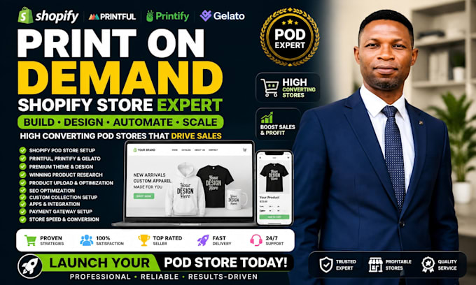 create and setup your print on demand shopify and esty store with printful