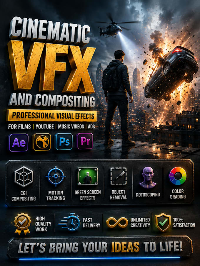 create cinematic vfx and cgi compositing for your videos