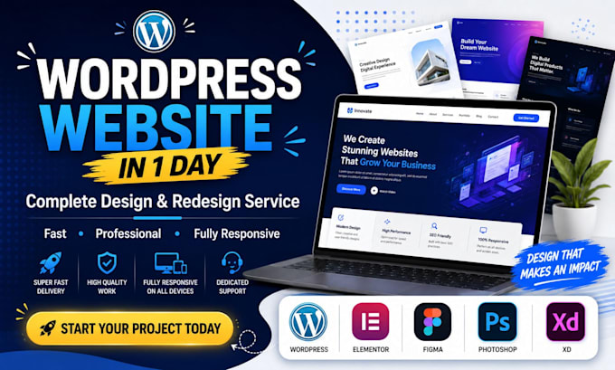 design wordpress website, landing page, fast and responsive layout