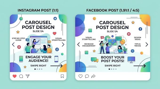 design social media posts carousel design, facebook post, instagram post design