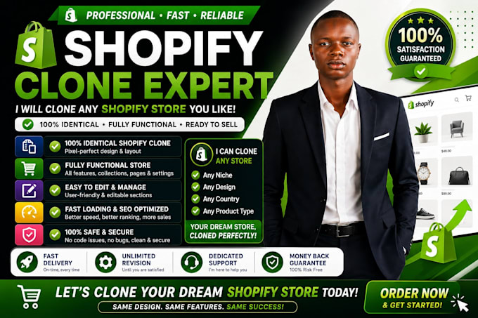 clone, revamp, design, redesign shopify store or shopify website