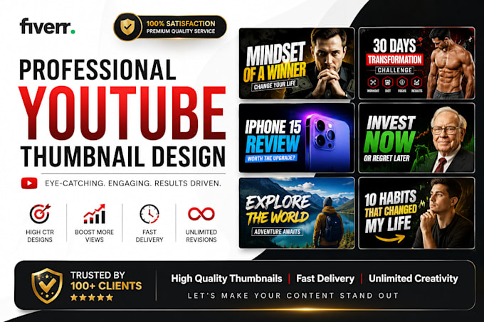 design modern clickable youtube thumbnails for more CTR