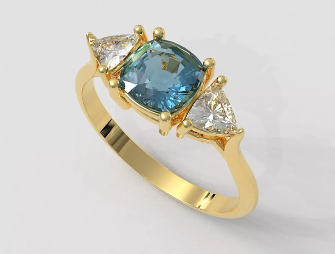 design custom 3d engagement ring cad, jewelry model and realistic rendering