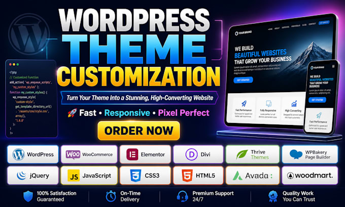 customize wordpress theme, elementor, woocommerce expert