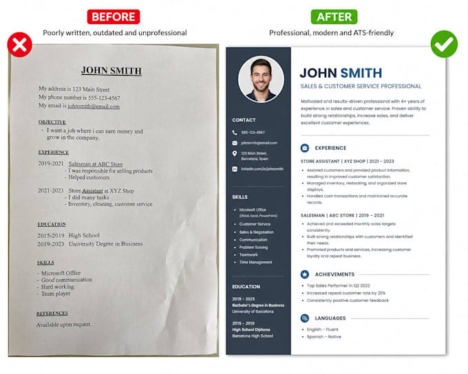 transform your old CV into a professional resume