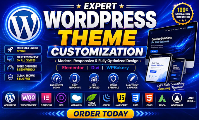 do wordpress theme customization, design, speed optimization in 24 hours