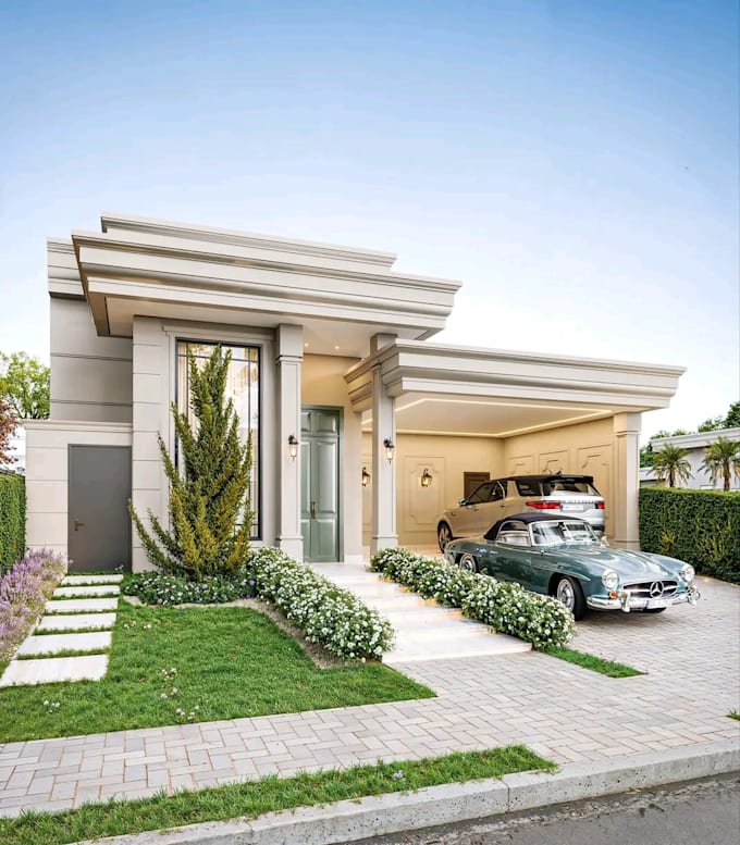 do 3d house model elevation with exterior rendering walkthrough and 2d floorplan