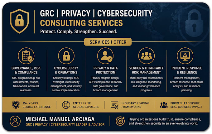 be your grc, privacy cybersecurity, risk compliance expert