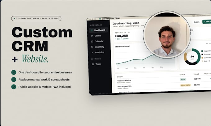 build a custom CRM web app with inventory and management system