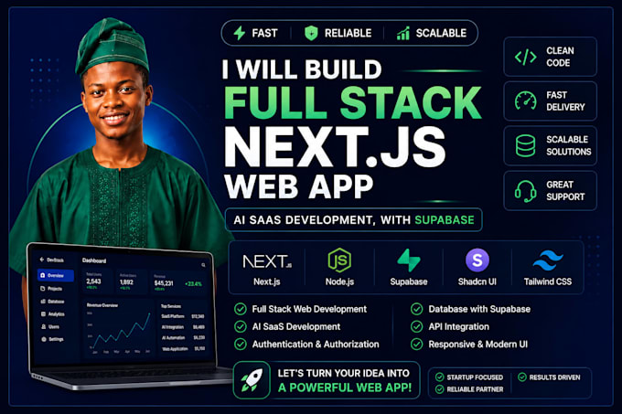 build full stack ai web app next js developer ai saas developer supabase