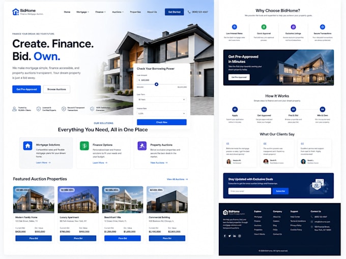 create mortgage, finance, and auction website