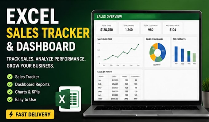 develop excel sales tracker and dashboard