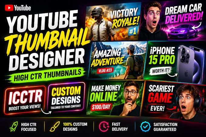 design high CTR cinematic gaming youtube thumbnails