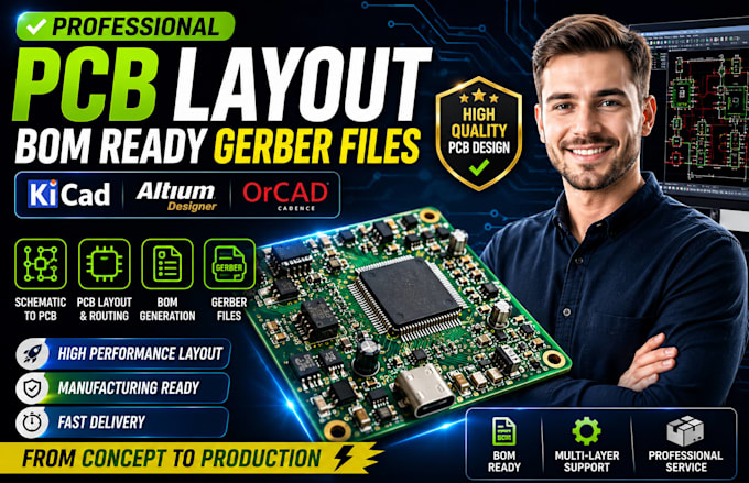 design pcb layout bom ready gerber files in kicad altium orcad