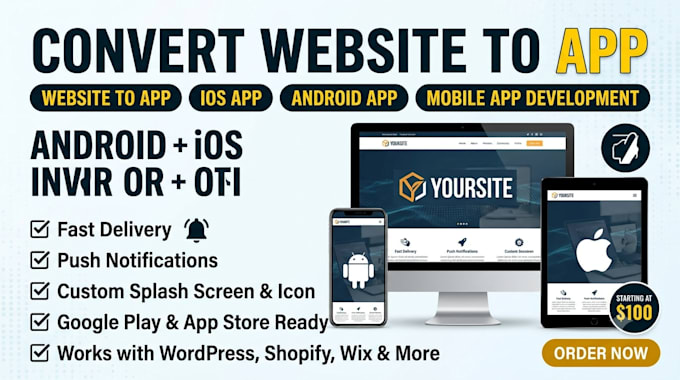 convert html website to app, ios app and android app, mobile app development n8n