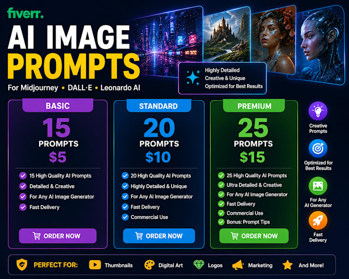 create amazing ai image prompts and thumbnails