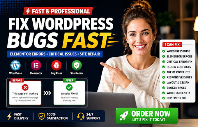 fix elementor not loading, wordpress errors, and bugs quickly