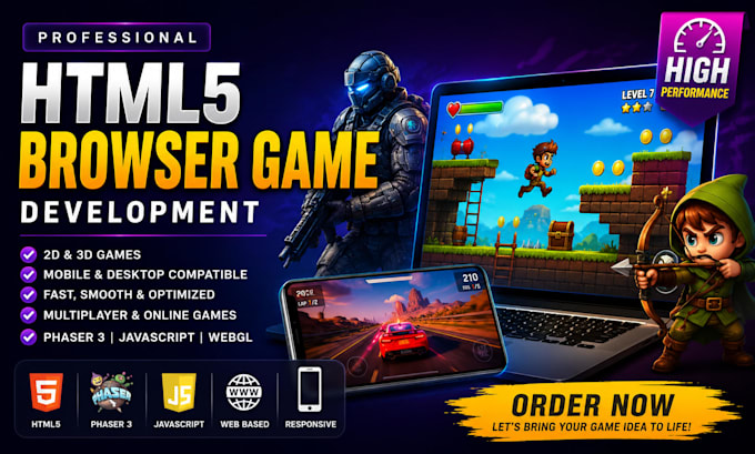 build professional HTML5 browser games using javascript and phaser js