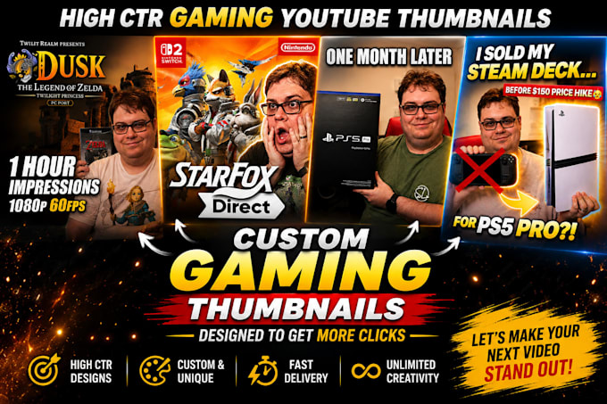 design professional gaming youtube thumbnails