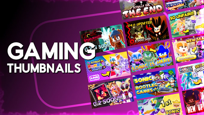 design sonic and roblox youtube gaming thumbnails