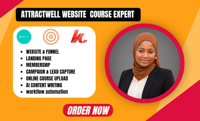 setup attractwell website getoiling launch expert online course kajabi thinkific