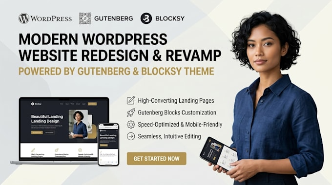 build wordpress website redesign revamp gutenberg wordpress blocksy landing page