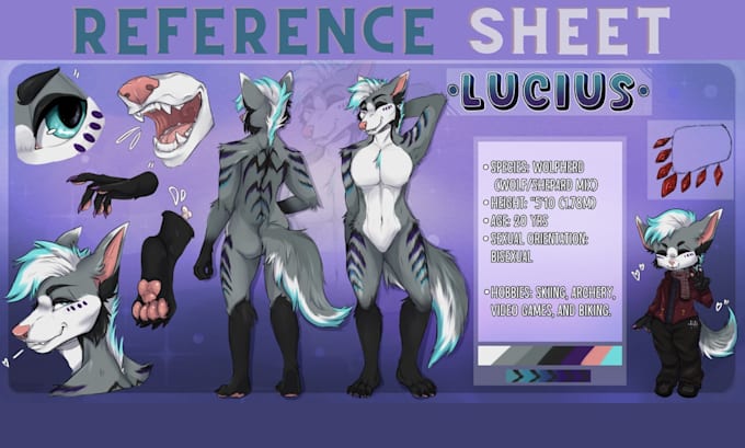 draw furry reference sheet furry art oc character design ref sheet sfw fursona