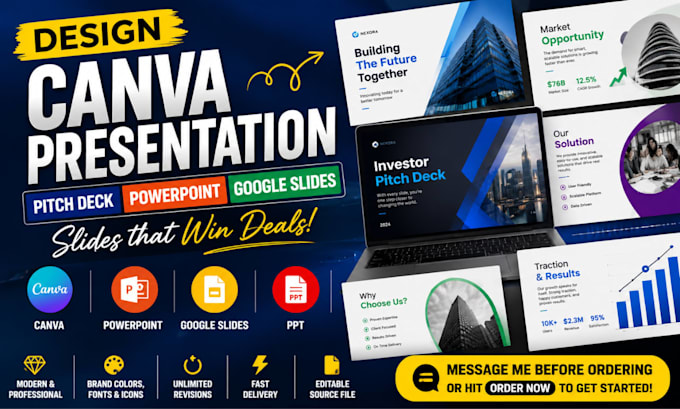 design canva presentation pitch deck powerpoint googleslides canva ppt slideshow