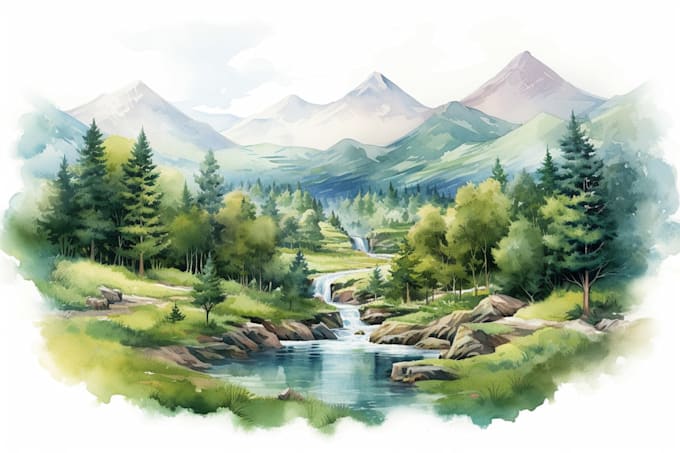 make creative watercolor landscape art