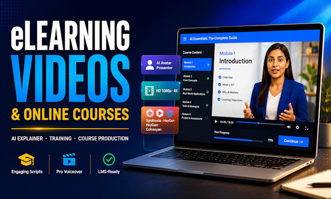 create elearning video, online course and ai explainer training video