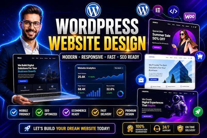 Build modern wordpress website design and full stack website ...