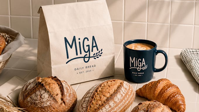 create a premium bakery brand identity with packaging design